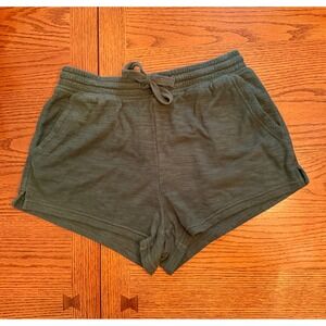 Aerie Lounge Shorts Small Green Waffle Knit Drawstring Pockets Cozy Core Lounge